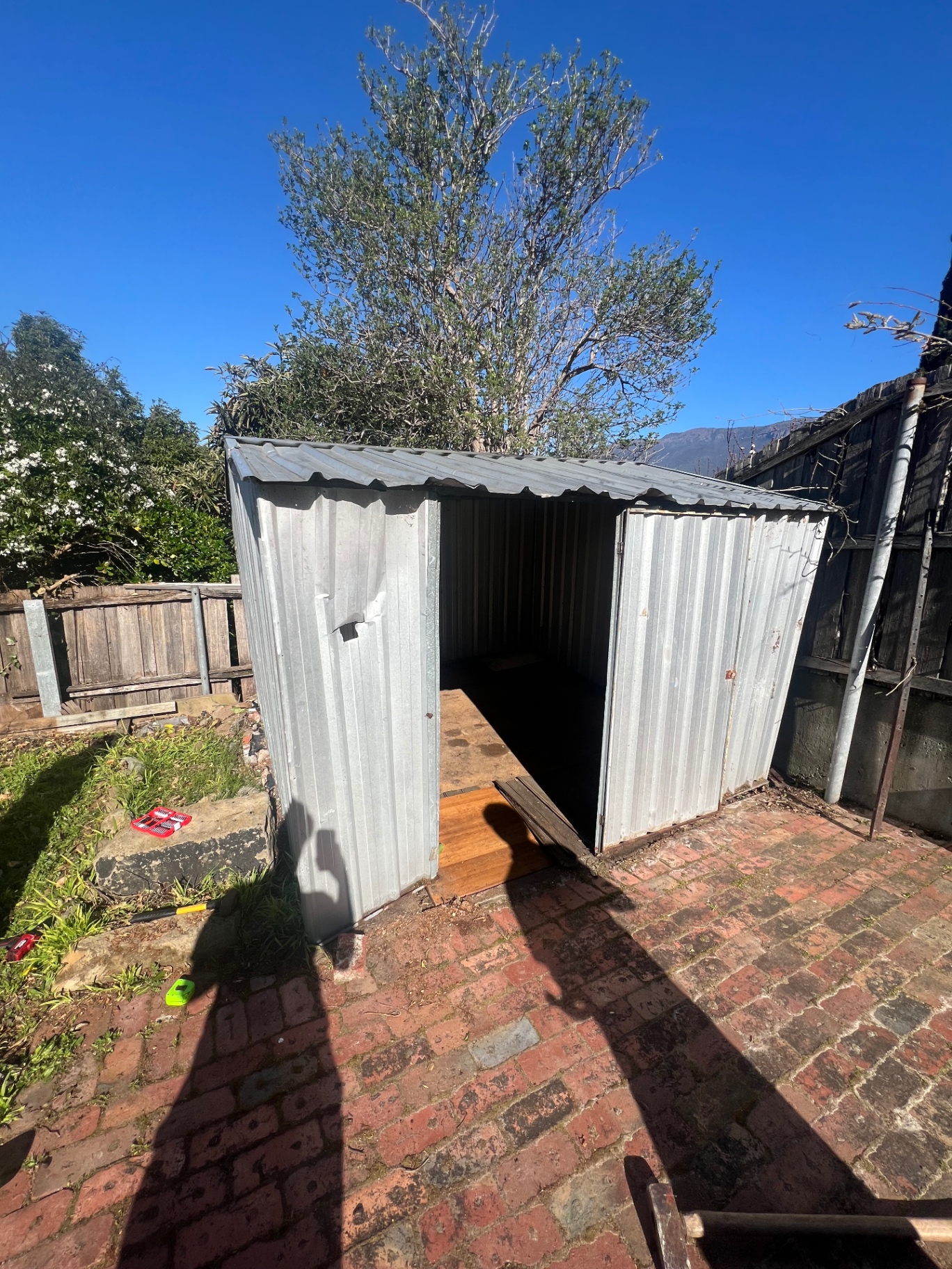 Backyard shed removal — before rubbish removal