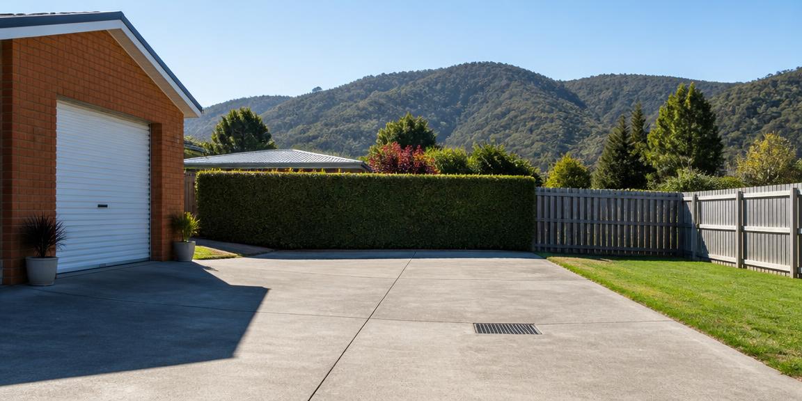 A cleared, empty driveway after a rubbish removal job in southern Tasmania